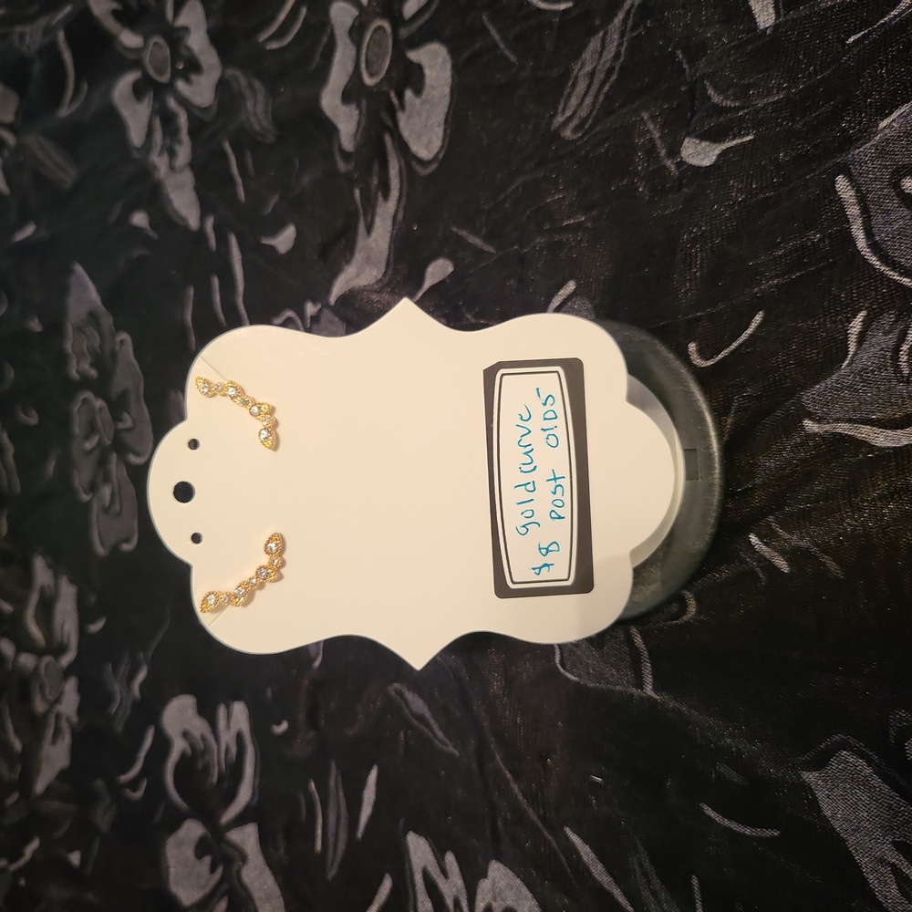 Gold cz curved post earrings #0105